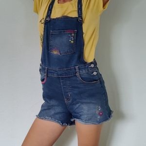 Embroidered jean overalls